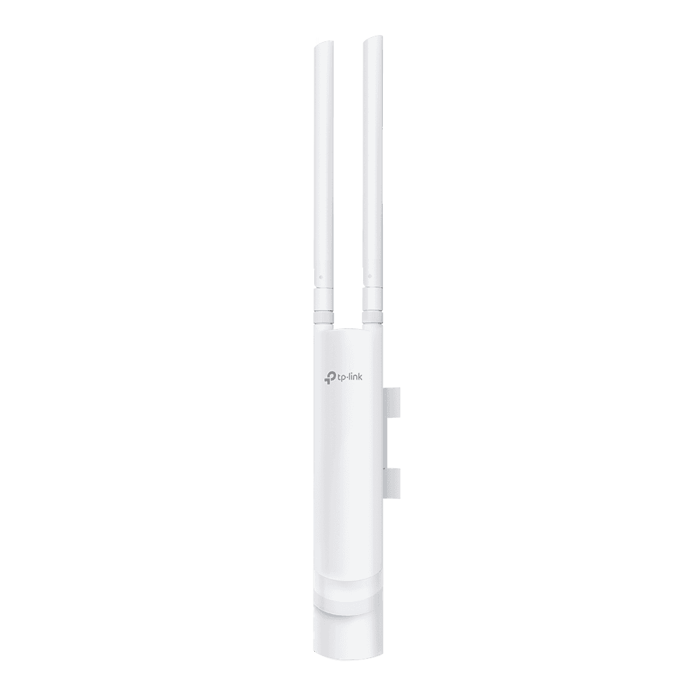 Mesh access point included in the Facility Starter Bundle: white outdoor unit with two antennas