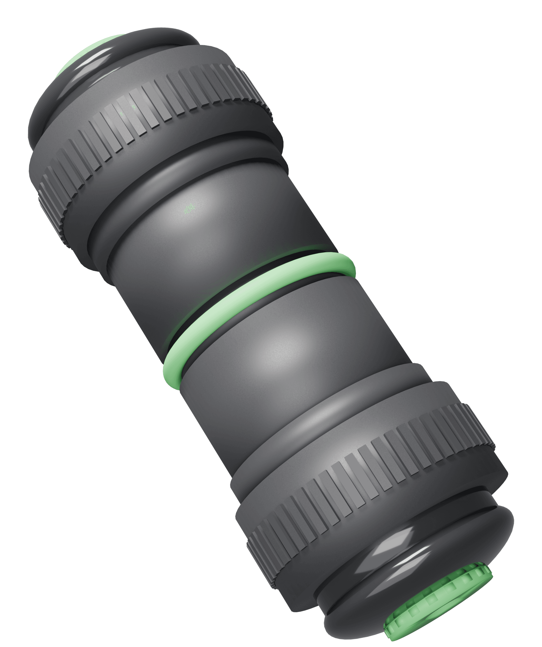 Grow substrate adaptor: waterproof coupler with signal-green O-ring joint and cable seals at each end
