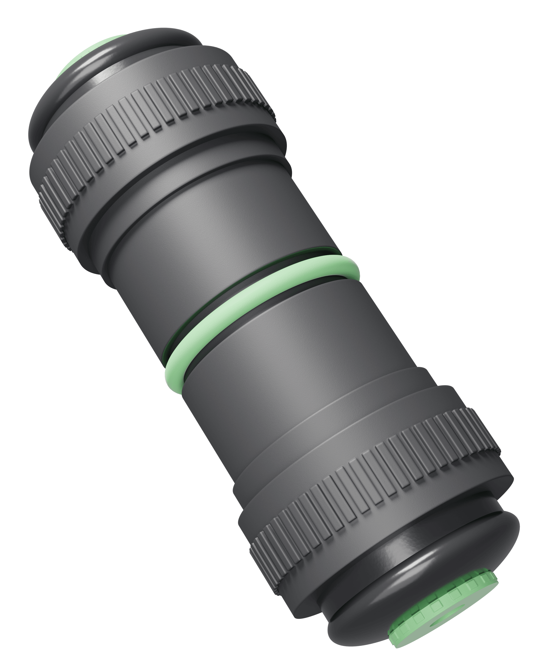 Grow substrate adaptor: waterproof coupler with signal-green O-ring joint and cable seals at each end