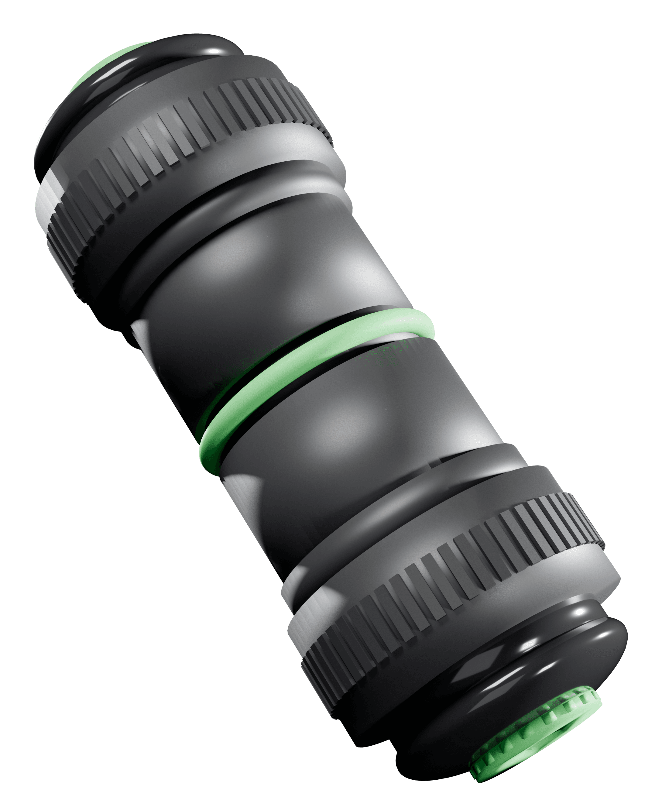 Grow substrate adaptor: waterproof coupler with signal-green O-ring joint and cable seals at each end