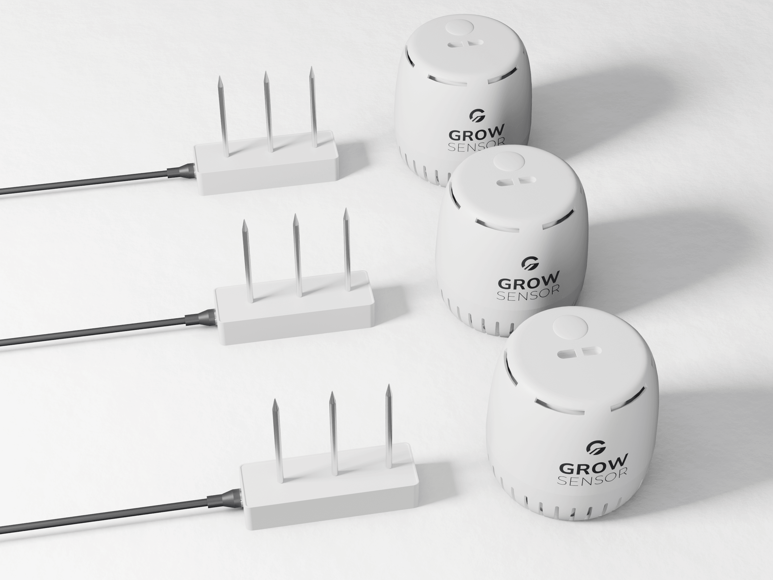 Facility Starter Bundle on the table: three SubSense probes beside three GS-01 canopy units
