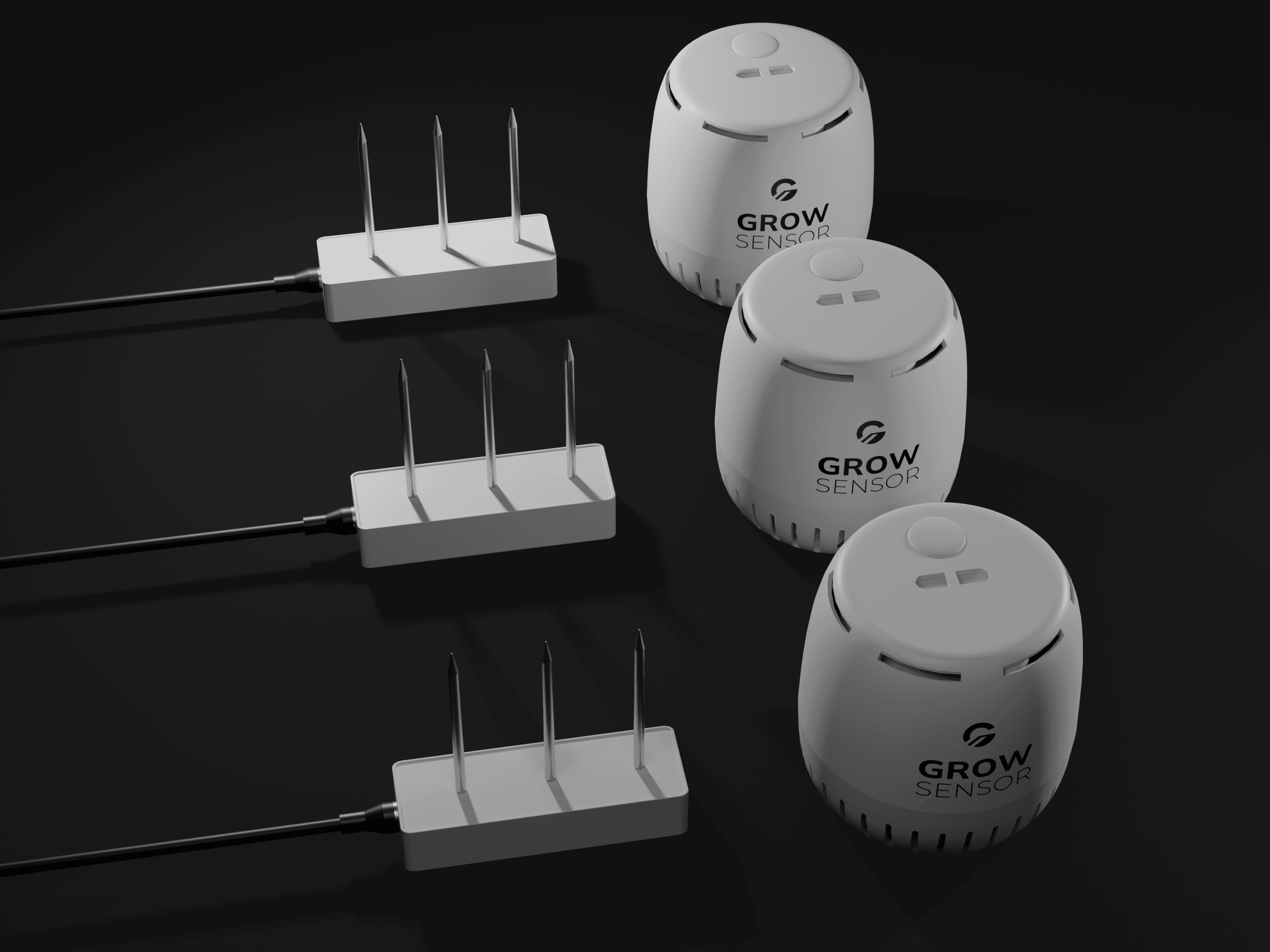 Facility Starter Bundle on the table: three SubSense probes beside three GS-01 canopy units