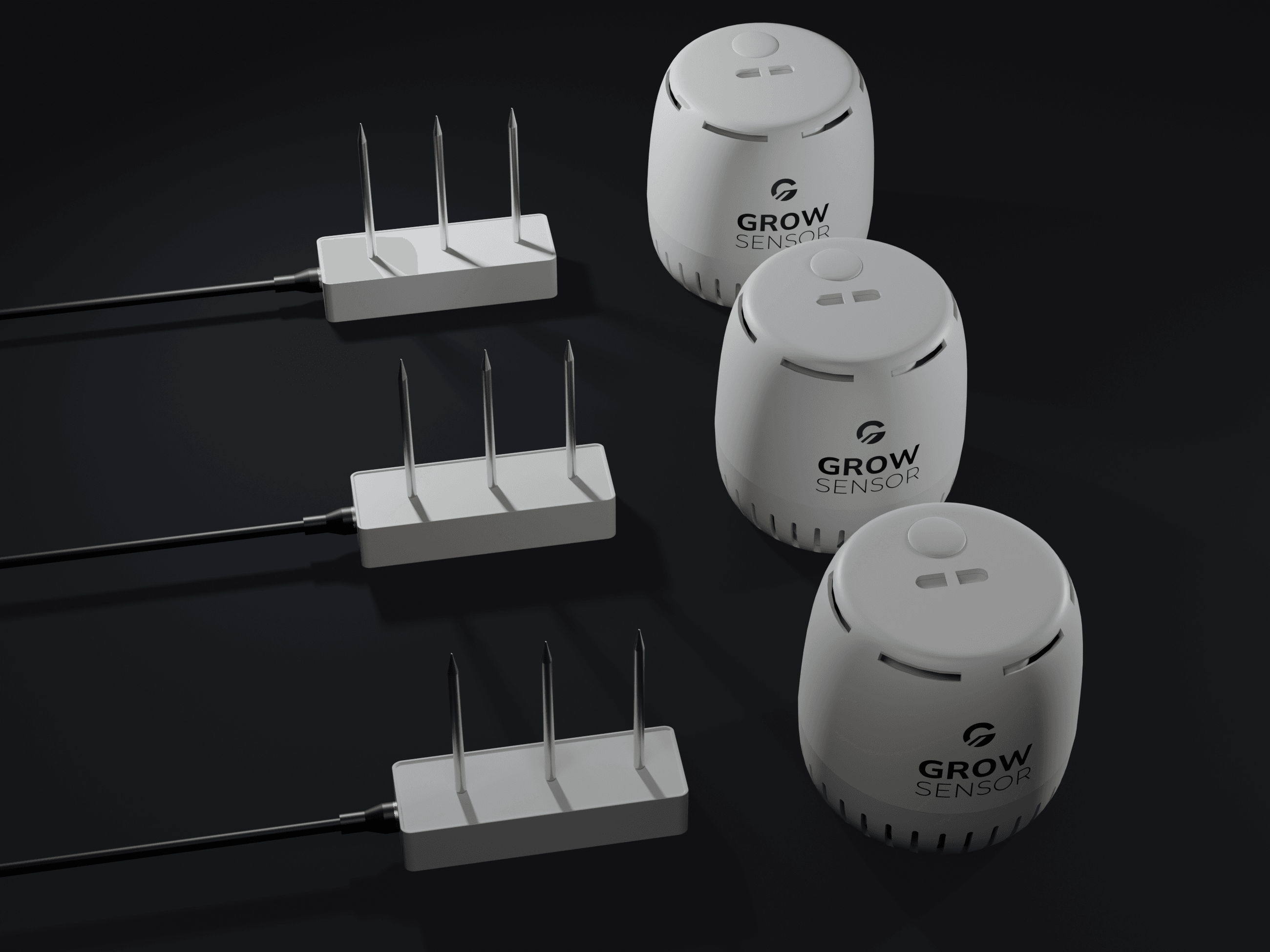 Facility Starter Bundle on the table: three SubSense probes beside three GS-01 canopy units
