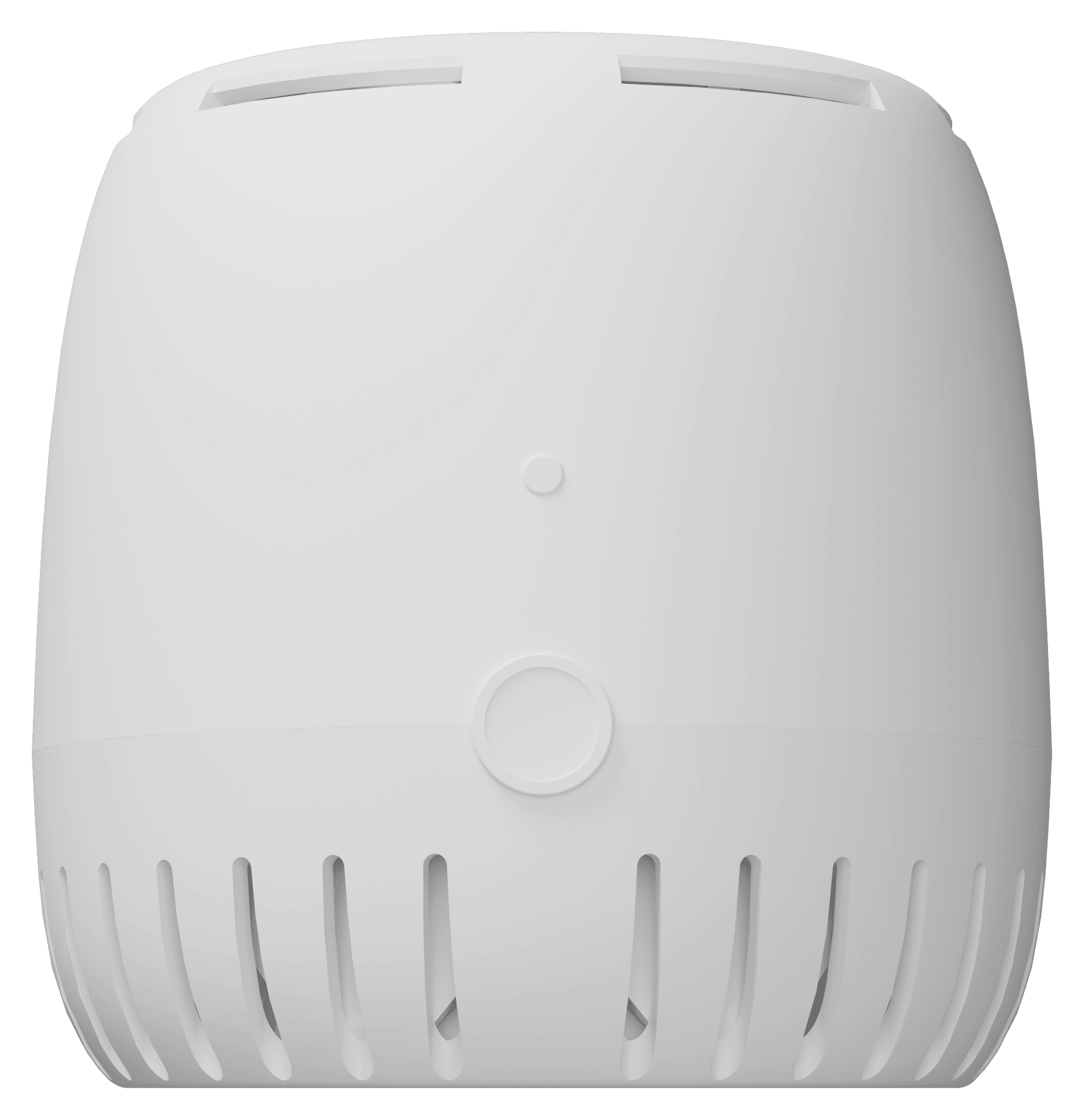 GS-01, the Grow Sensor: a matte white instrument with a vented base and a single button, photographed head-on