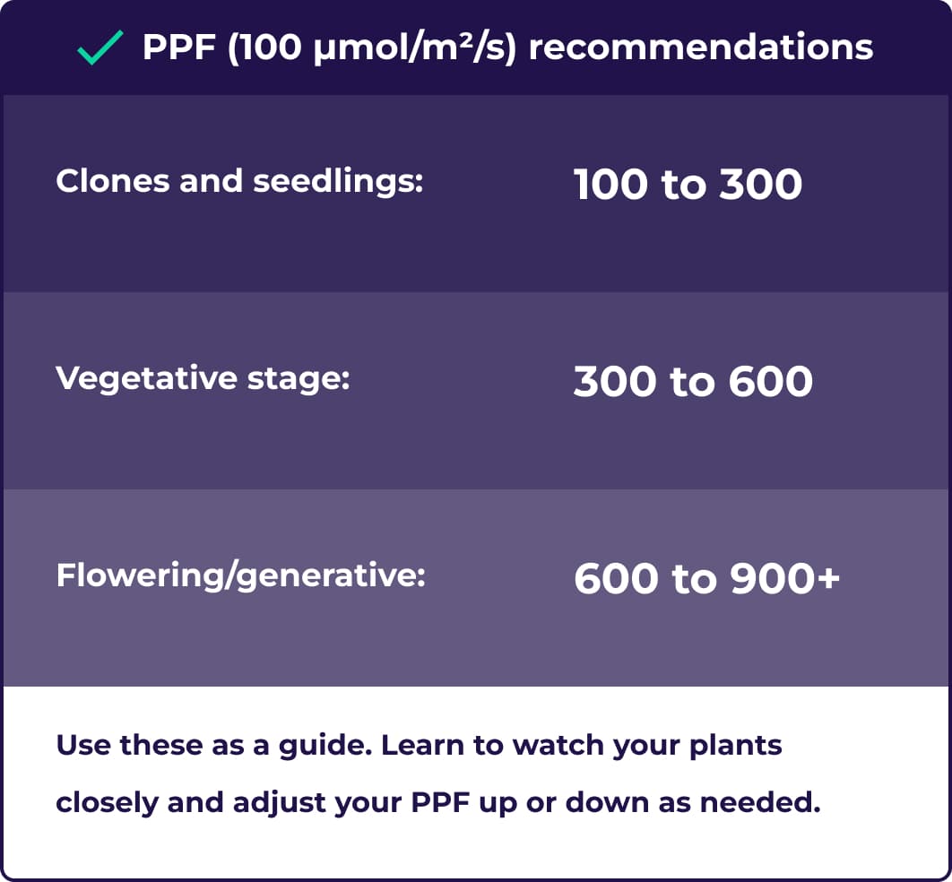 PPF infographic for growing indoors
