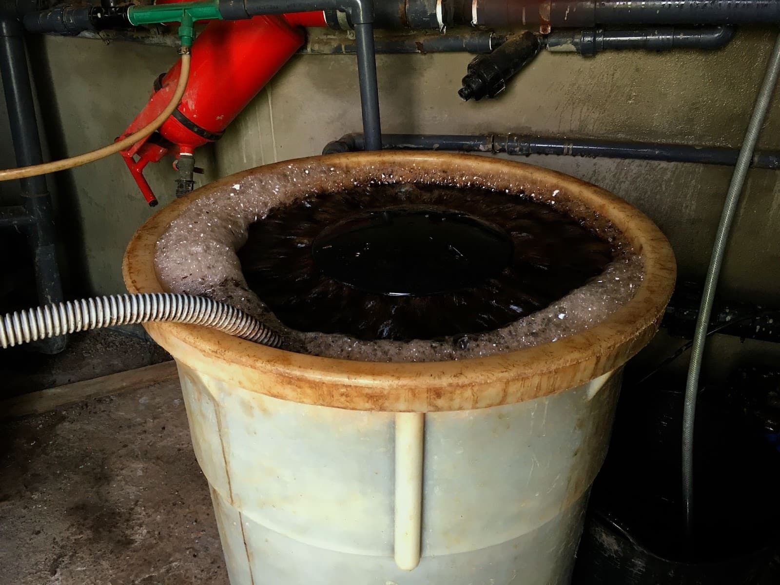 Vat of liquid cannabis nutrients