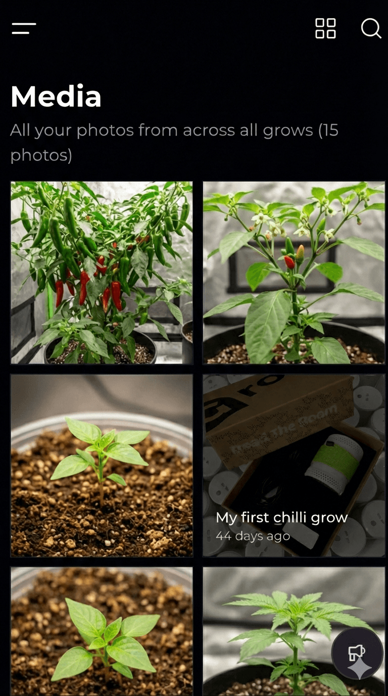 GrowOps media library of photos on mobile