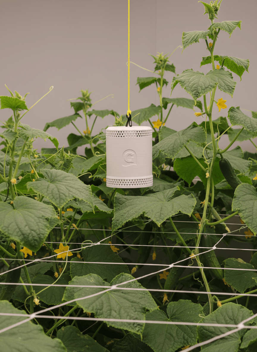 Grow Sensor hanging perfectly straight in a commercial growers facility