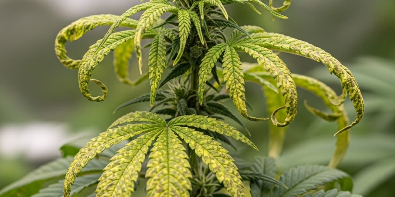 Tobacco mosaic virus on a cannabis leaf hero