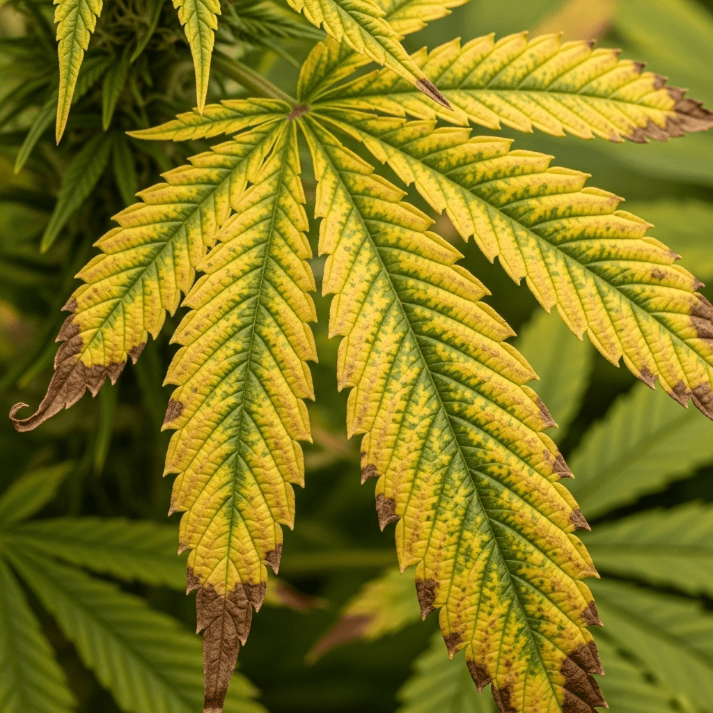 Close up of a leaf with TMV