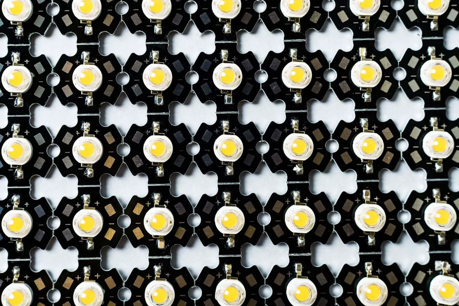 A close up of some grow light LEDS.
